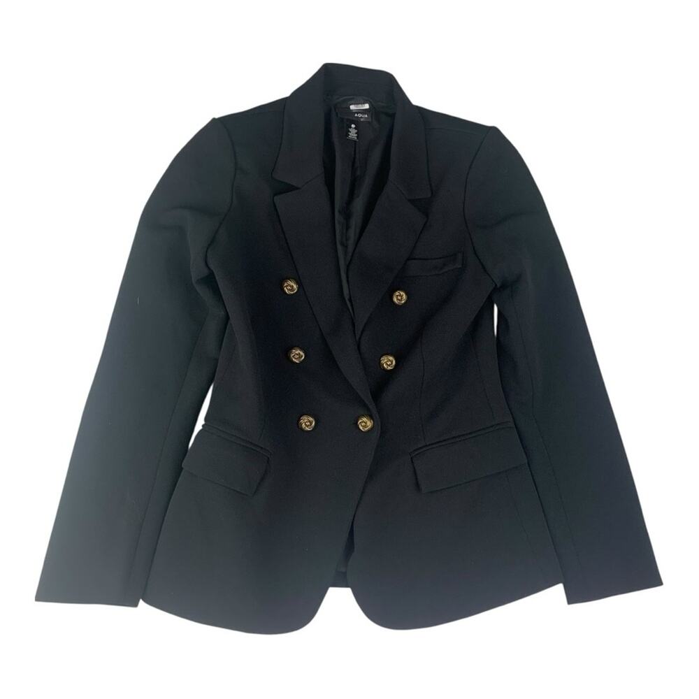 Aqua size small Black Blazer suit jacket women's Gold Buttons business professio